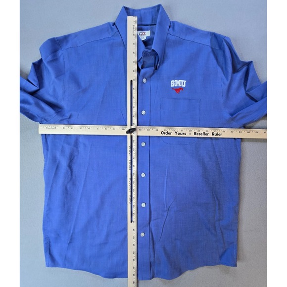 Cutter and Buck Mens Shirt Size Large Blue Long Sleeve Button Down SMU Mustangs - Picture 5 of 5